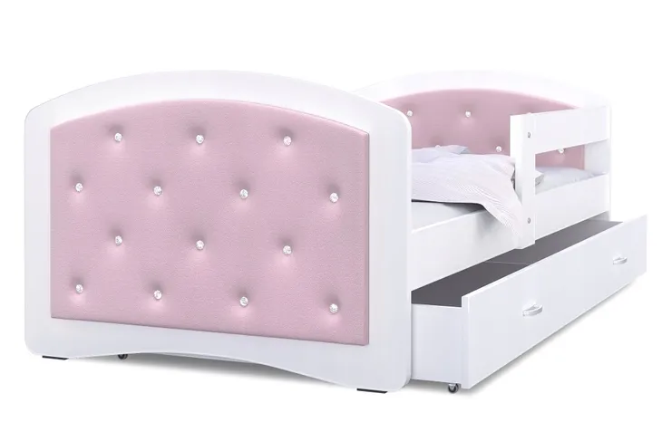 Łóżko tapicerowane 180x90 szuflada + materac MEGI
