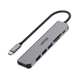hub-usb-c-unitek-h1118a-7w1-hdmi-4k-3x-usb-a-usb-c-pd-100w-alu