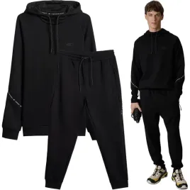 spodnie-bluza-4f-komplet-dresowy-meski-dres-sportowy-z-kapturem-wygodny-xl-czarny-poliester-mezczyzna