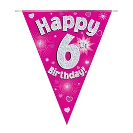party-bunting-happy-6th-birthday-pink-holographic-11-flags-3-9m