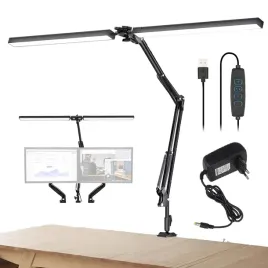 lampka-kreslarska-lampa-biurkowa-podwojna-led-3-barwy-ladowarka-1000lm-24w-na-klips-do-nauki-i-pracy-czarna-zasilanie-sieciowe-wys-87-cm