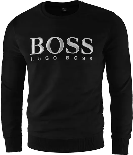 HUGO BOSS BLUZA MĘSKA CZARNA HAFT ORGANIC COTTON SILVER NA PREZENT / L