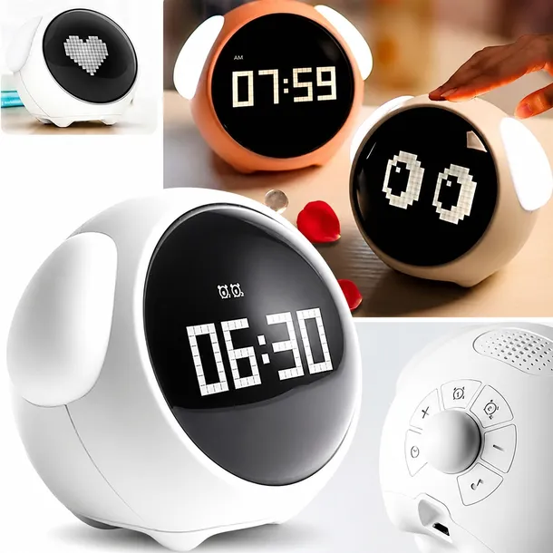 Zegar budzik lampka lampa nocna LED dla dzieci dziecka Emoji Emotikony