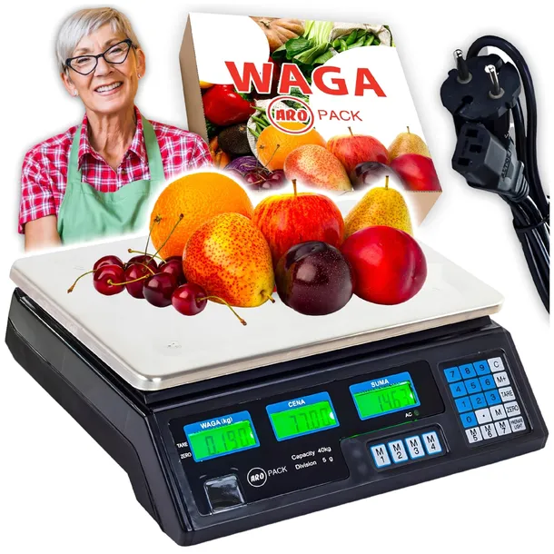 WAGA ELEKTRONICZNA DOMOWA GASTRO 40KG ARO DOKŁADNA 1G PODŚWIETLANY EKRAN