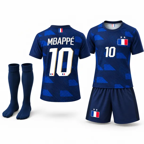 STRÓJ PIŁKARSKI - KOSZULKA SPODENKI GETRY - MBAPPE FRANCJA rozm. 116 cm