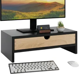 podstawka-pod-monitor-z-szuflada-czarna-stojak-dwupoziomowy-na-biurko