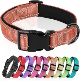obroza-dla-psa-xs-koral-odblaskowa-neopren-regulowana-20-30-cm