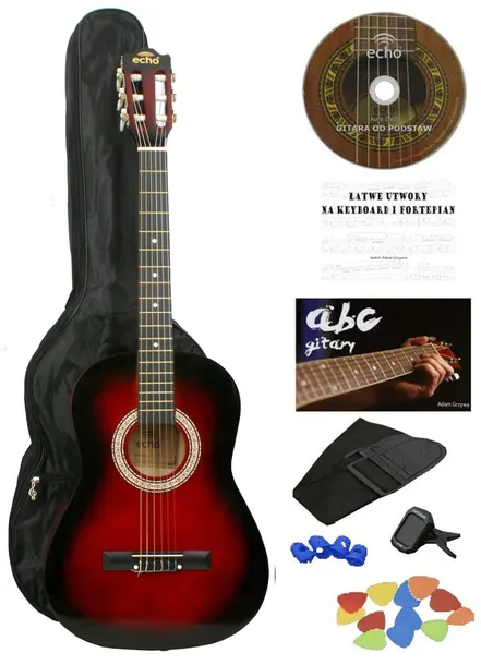 GITARA KLASYCZNA 3/4 ZESTAW DLA POCZĄTKUJĄCYCH Z PRZEGLĄDEM LUTNICZYM