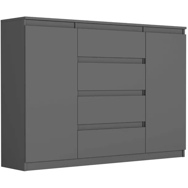 Modna SZAFKA 140 KOMODA 4 SZUFLADY 2 PÓŁKI ANTRACYT R-140-S4