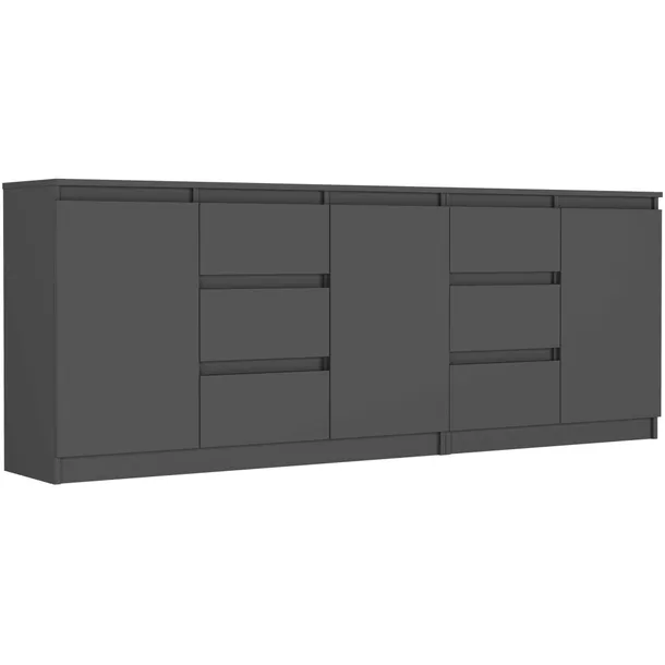 KOMODA R-200-S6 6-szufladowa szafka ANTRACYT zestaw 2 szt.