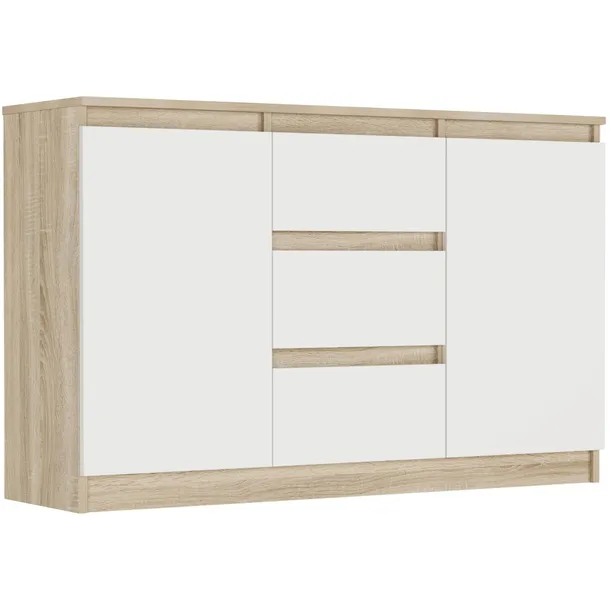 Komoda do salonu sypialni duża 3 szuflady sonoma mix biały 120 cm