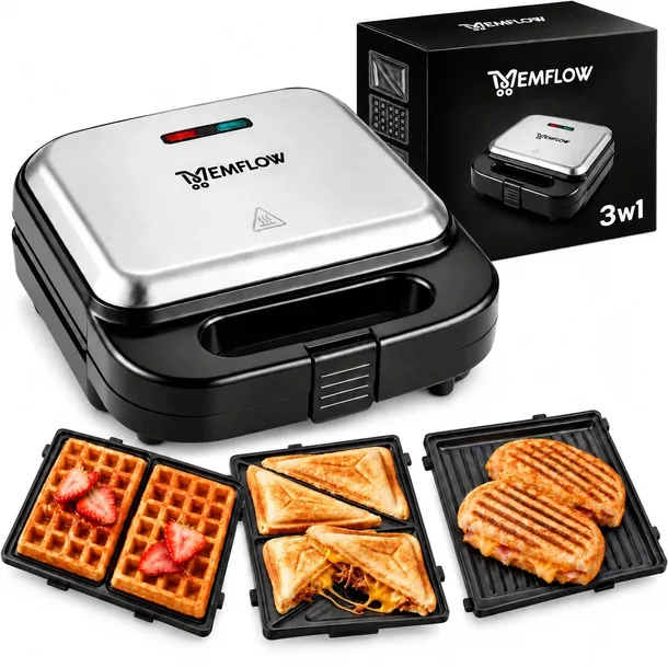 OPIEKACZ DO KANAPEK I PANINI GRILL TOSTER ELEKTRYCZNY GOFROWNICA 3W1 MOCNY
