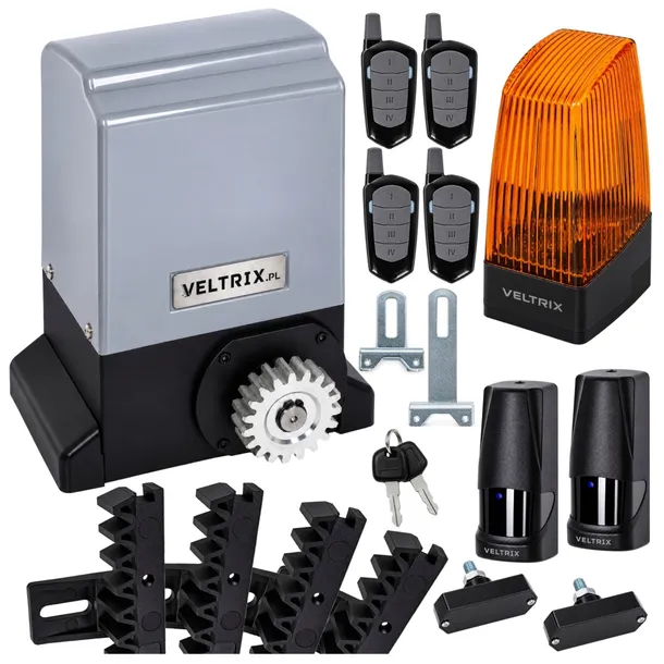 Napęd bramy PRZESUWNEJ ZESTAW 1500kg + 4 piloty + lampa LED