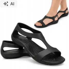 crocs-serena-damskie-klapki-czarne-wygodne-lekkie-sandaly-buty-r-415-wsuwane-na-lato-plaska-podeszwa-2-cm-wkladka-263-cm