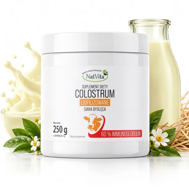 Colostrum Siara Bydlęca 60% Ig Naturalne Liofilizowane Proszek 250g NatVita
