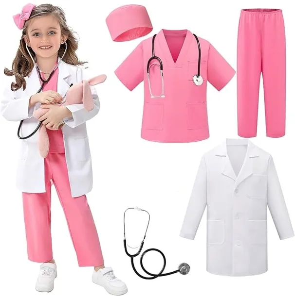 Strój Na Halloween 110 Lekarka Różowy Doktor Lekarza Chirurg Kostium