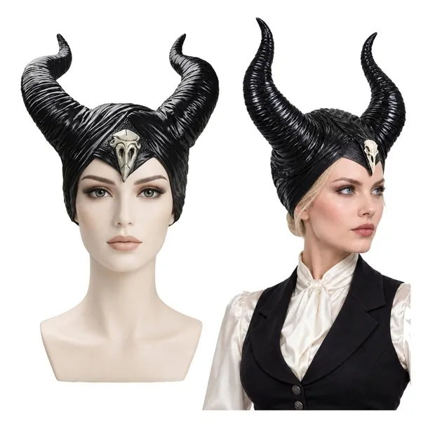 ROGI CZAROWNICA MASKA MOTYW PRZEBRANIE NA HALLOWEEN KARNAWAŁ COSPLAY CZARNE
