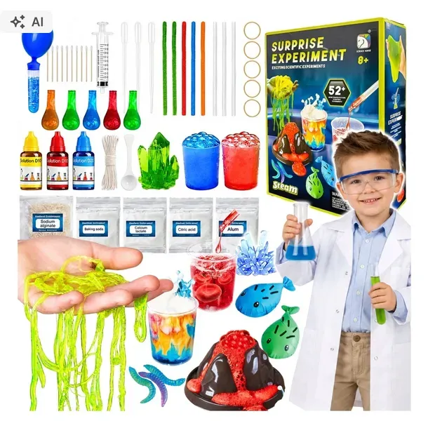 MAŁY CHEMIK 52 EKSPERYMENTY NAUKOWE ZESTAW EDUKACYJNY WULKAN DLA DZIECI