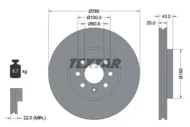 textar-92129303-tarcza-ham-przod-280x25-kpl
