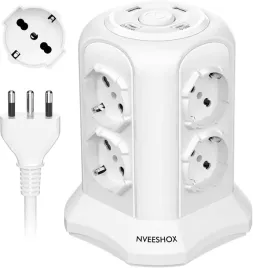 listwa-resteq-wieza-8-gniazd-usb-c-pd-20w-usb-a-kabel-2-m-biala