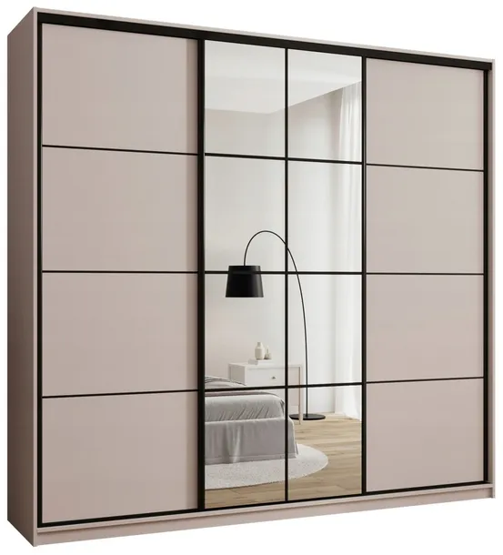 Szafa przesuwna z lustrem 250 cm EDGE MAX wysoka do sypialni kaszmir