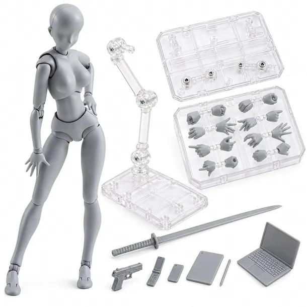 FIGURKA DO RYSOWANIA BODY KUN KOBIETA ANATOMICZNY ZESTAW Z AKCESORIAMI