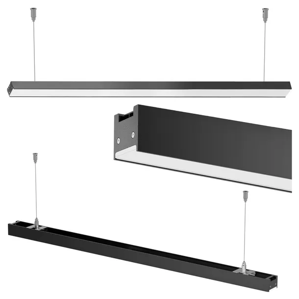 Lampa LED wisząca liniowa biurowa 190cm 60W 4500K czarna XUDO