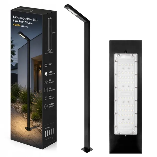 Lampa Ogrodowa stojąca słupek SŁUP LATARNIA 350cm 120° zewnętrzna 4000K LED