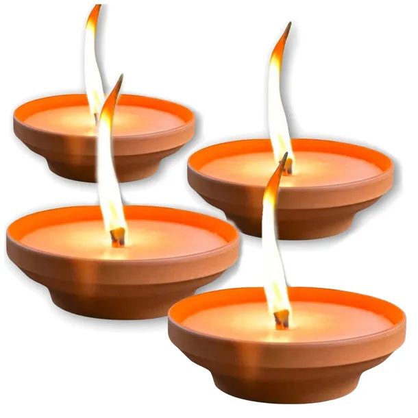Znicz OTWARTY ceramiczny tradycyjny GLINIANY ZALEWANY 15,5cm 4 sztuki RETRO