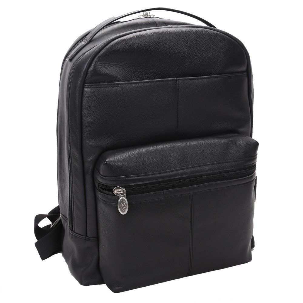 Skórzany czarny plecak Parker ze skóry naturalnej na laptopa 15,6