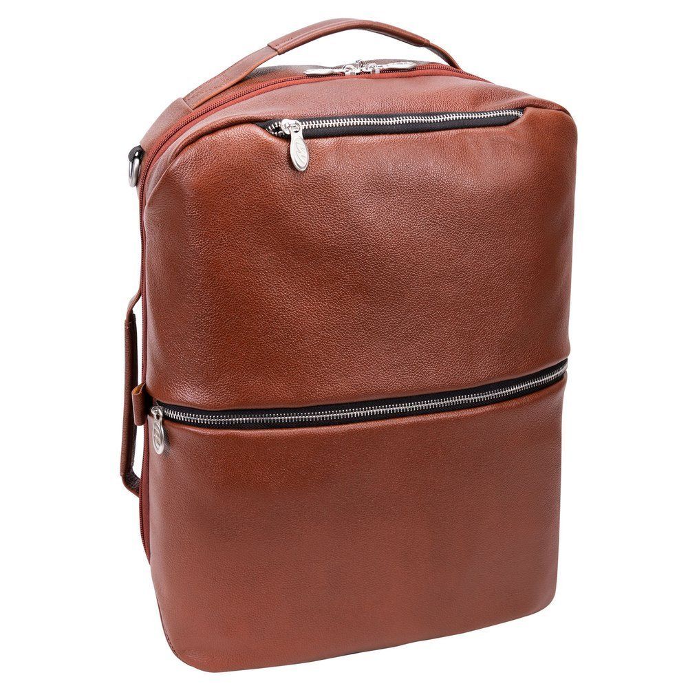 Brązowy plecak i torba podróżna East Side ze skóry naturalnej na laptopa 17