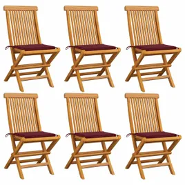 krzesla-ogrodowe-z-bordowymi-poduszkami-6-szt-drewno-tekowe