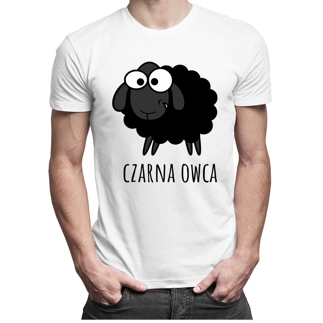 Promocja ﻿Czarna owca śmieszna koszulka męska zabawny prezent wyprzedaż przecena