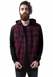 hooded-checked-flanell-burgundy