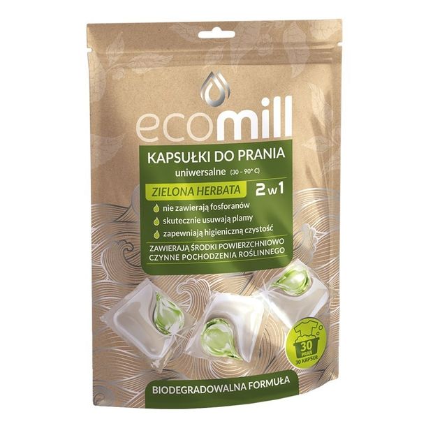 Mill clean ECO kapsułki do prania 2w1 zielona herbata 30 sztuk ERLI.pl