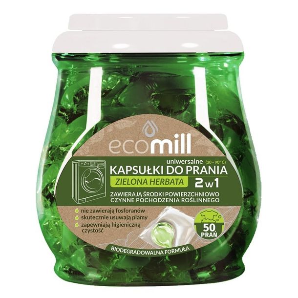 Mill clean ECO kapsułki do prania 2w1 Zielona Herbata 50 sztuk ERLI.pl