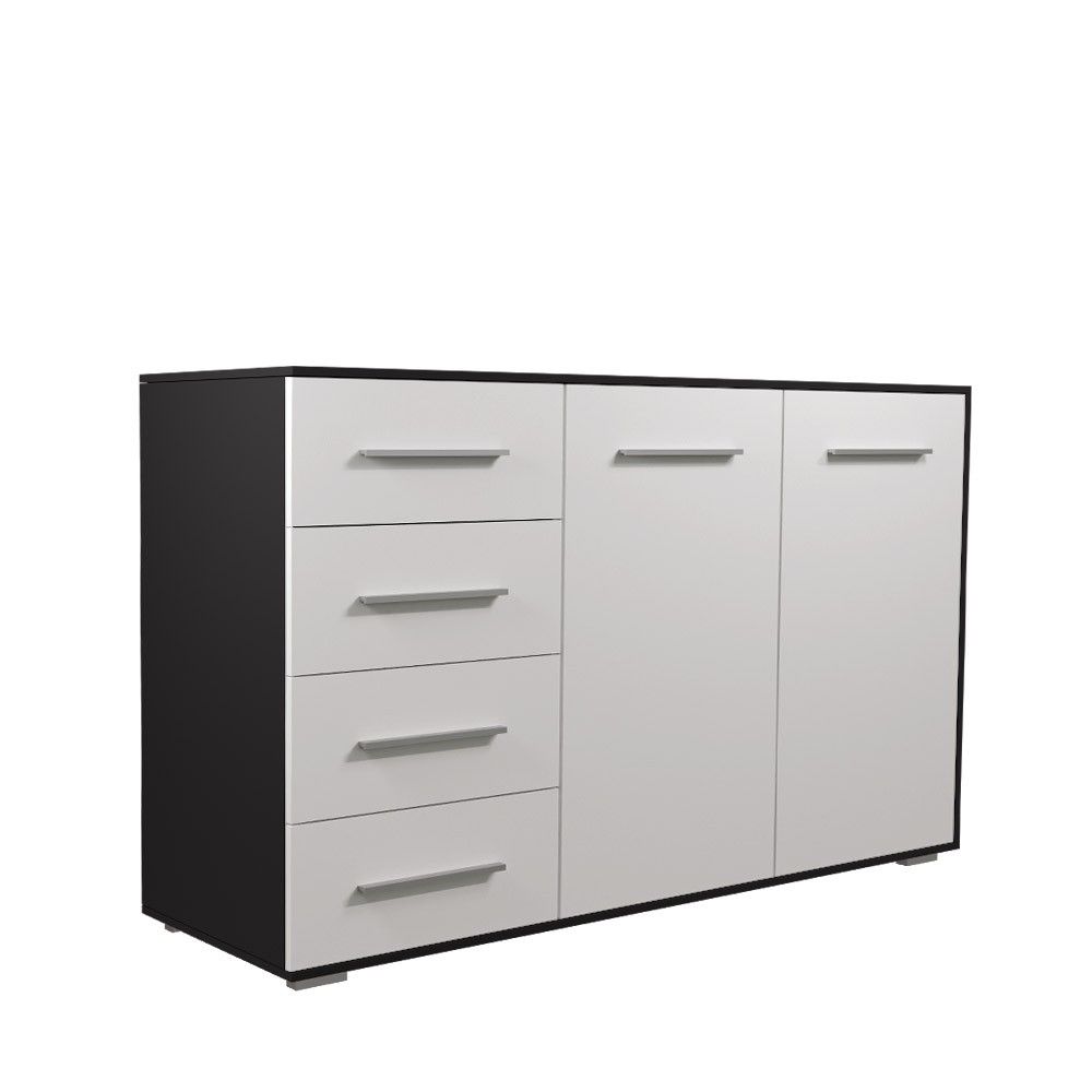 Promocja Komoda FRIDA 01 2D4S CB czarna/biała wyprzedaż przecena