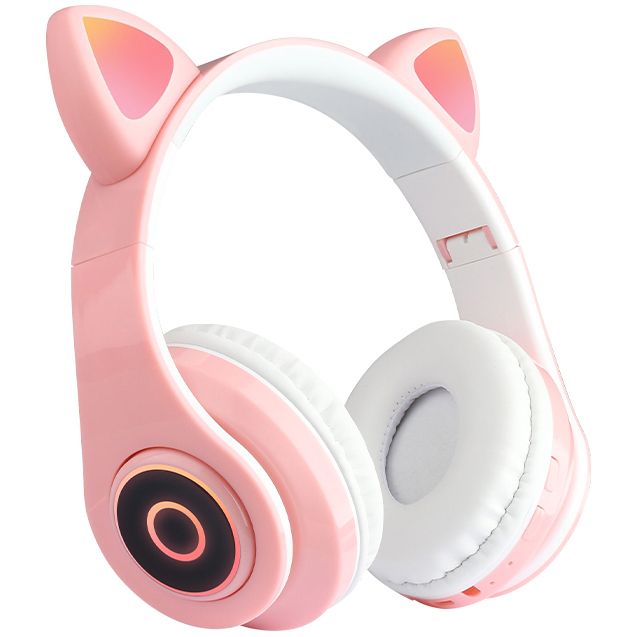 Promocja Słuchawki Bezprzewodowe Bluetooth Kocie Uszy Led Różowe wyprzedaż przecena