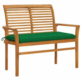 lawka-ogrodowa-z-zielona-poduszka-112-cm-lite-drewno-tekowe