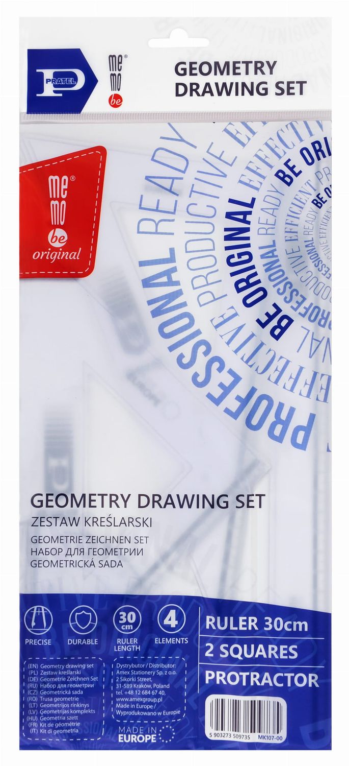 MemoBe Zestaw geometryczny kreślarski 30 cm by Pratel