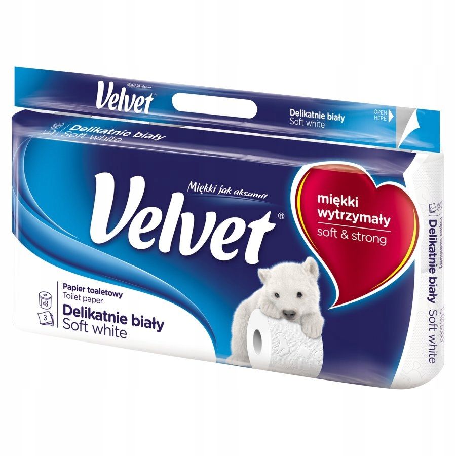 Mocny papier toaletowy Velvet 3 warstwy Biały