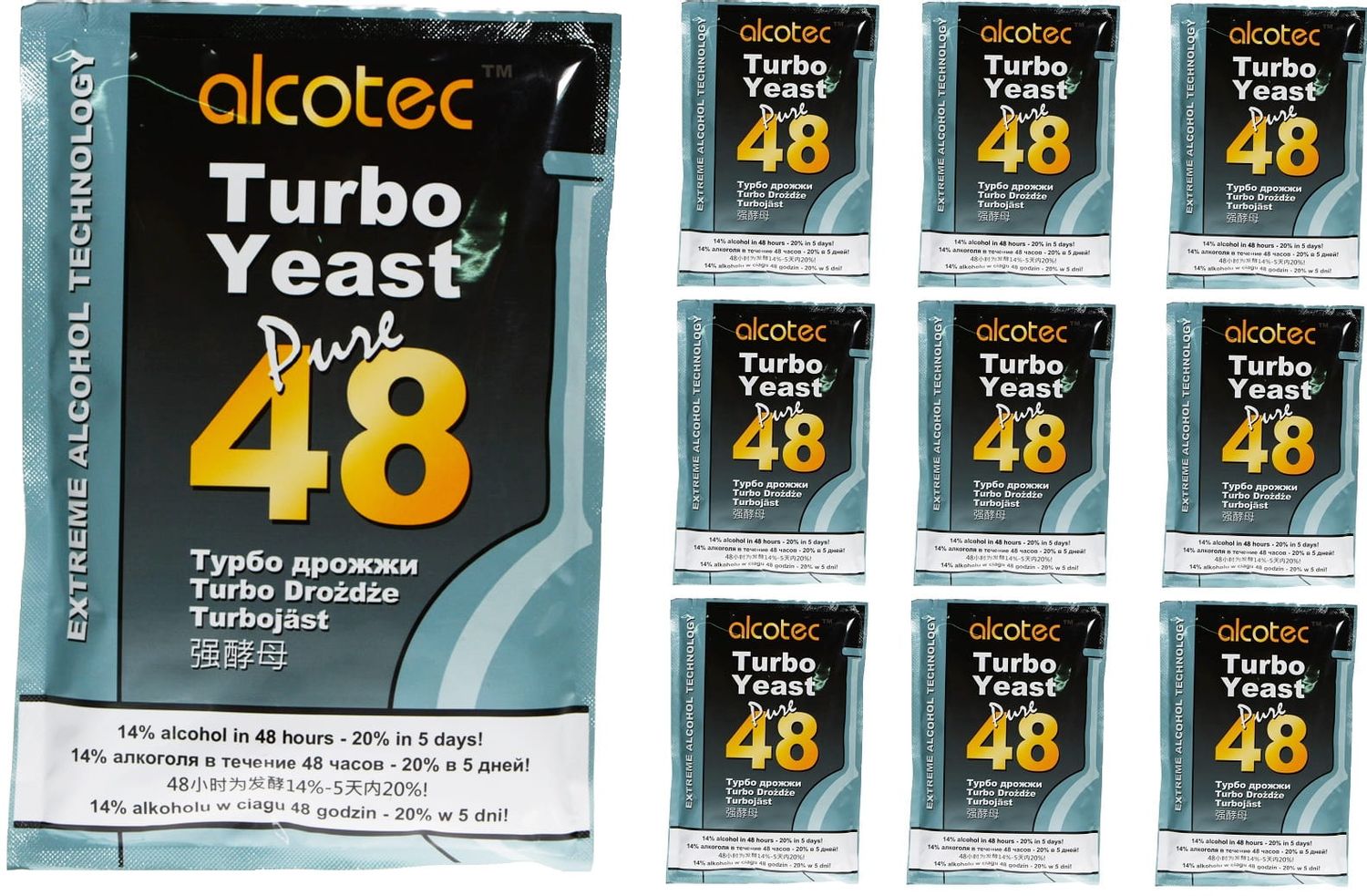 Promocja ﻿ALCOTEC 48 TURBO PURE 10szt drożdże gorzelnicze wyprzedaż przecena