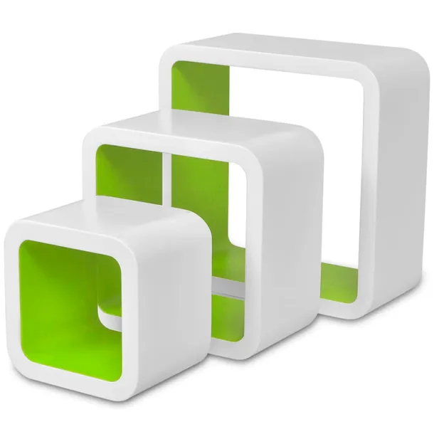 3-bialo-zielone-polki-ozdobne-mdf-cube-stan-nowy-kolor-mebla-bialy