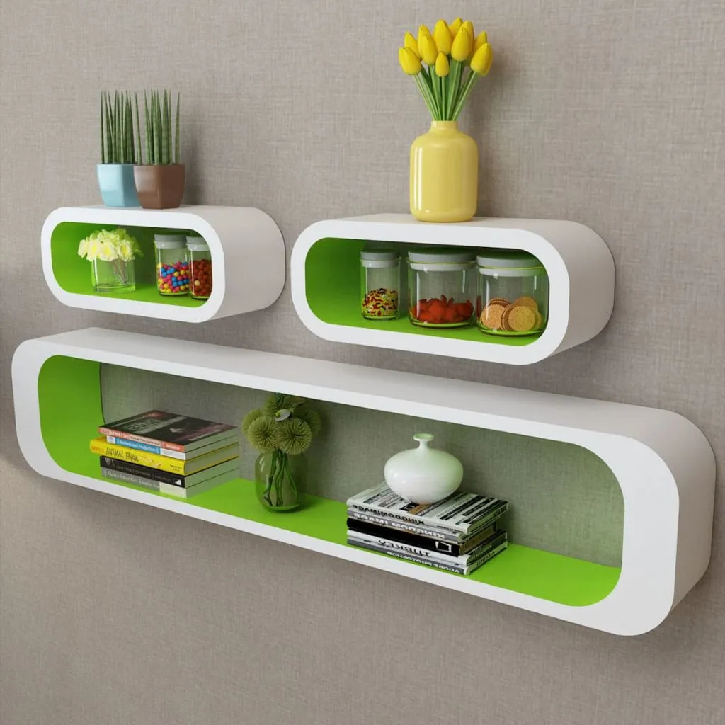 3-biale-i-zielone-wiszace-polki-mdf-cube