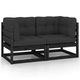 2-osobowa-sofa-ogrodowa-z-poduszkami-czarna-drewno-sosnowe