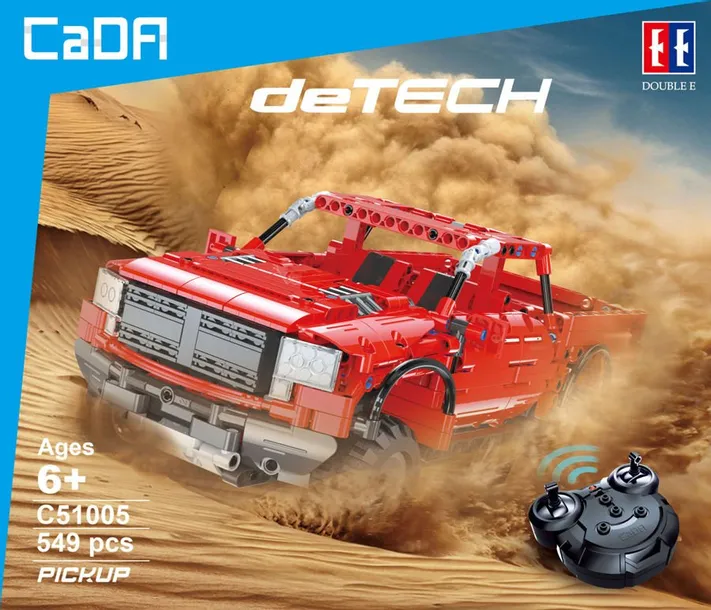 auto-czerwony-pickup-rc-detech-klocki-cada-stan-nowy-marka-inna