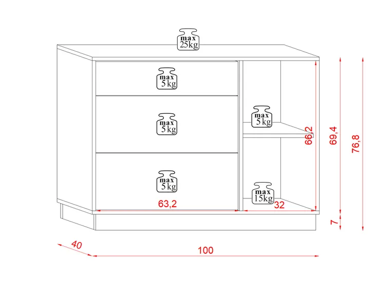 komoda-frame-100cm-bialy-mat-wysokosc-mebla-76-8-cm