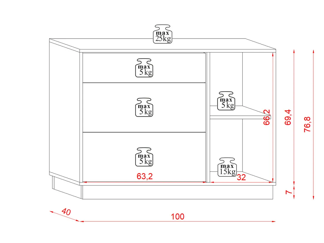 komoda-frame-100cm-bialy-mat-stan-nowy