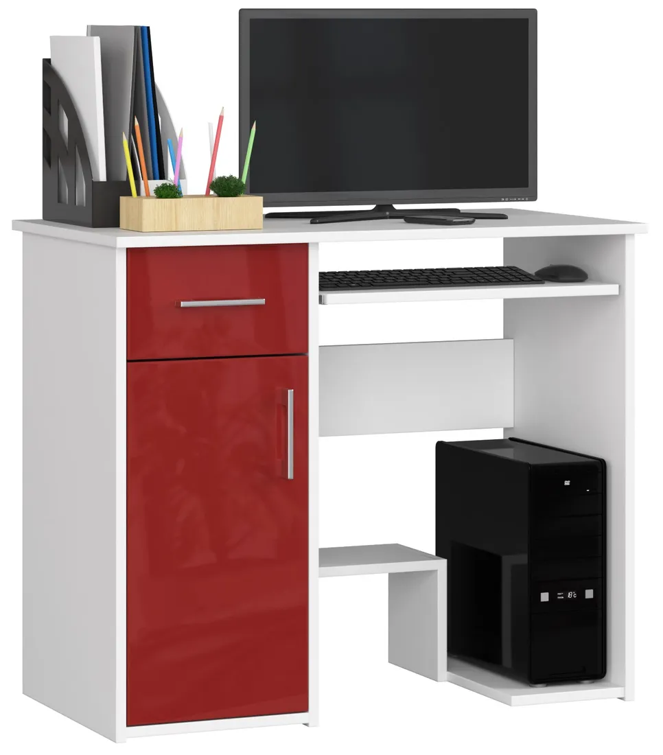 biurko-jay-90-cm-biale-czerwony-polysk