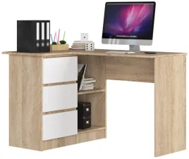 biurko-narozne-b16-124-cm-lewe-3-szuflady-dab-sonoma-biale